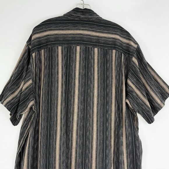 VAN HEUSEN Short Sleeve Cotton Rayon Striped Shirt Men's Size L 16-16.5 - Picture 4 of 11
